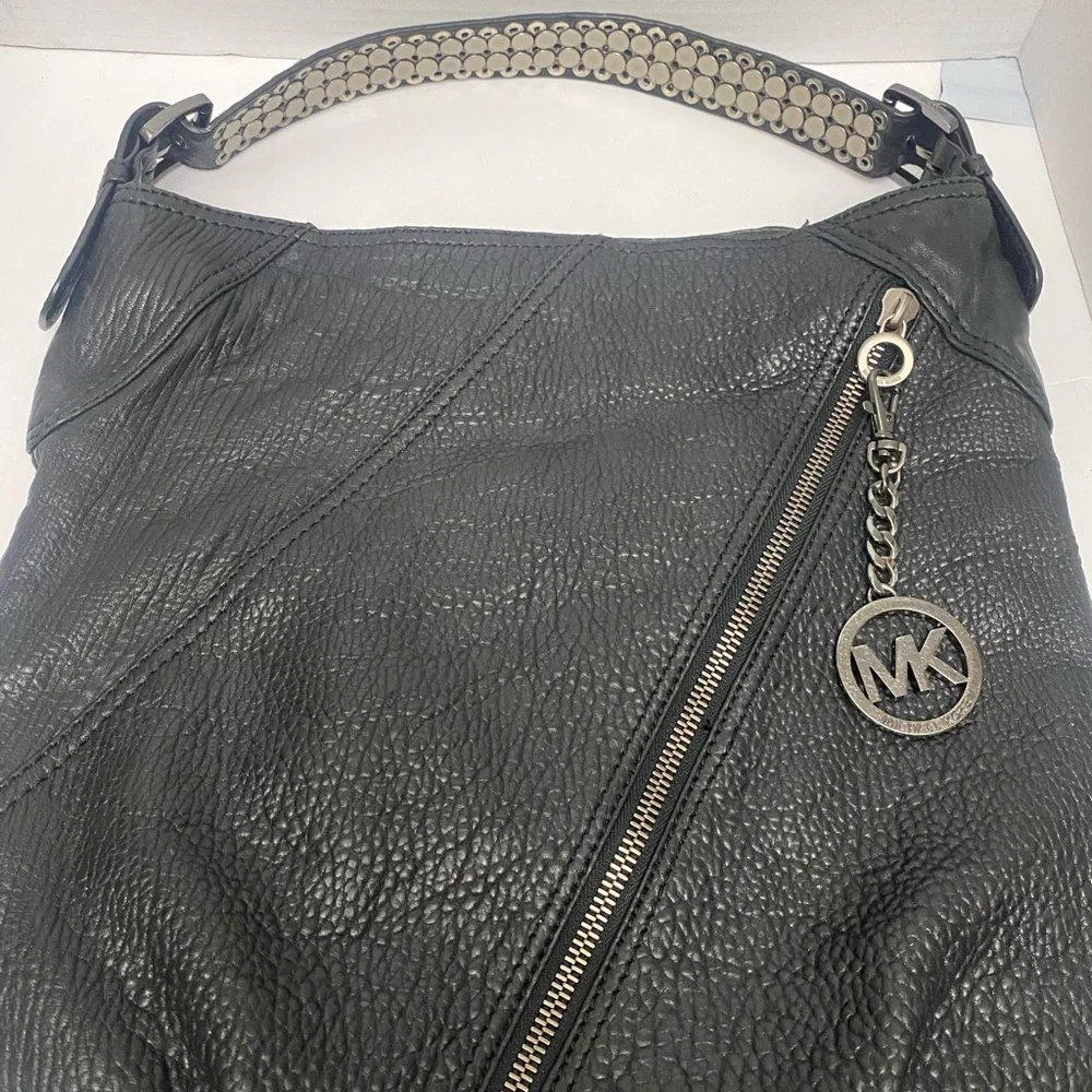 Michael Kors Mickey Black Textured Pebbled Leather Bag with Studded Handle NWOT